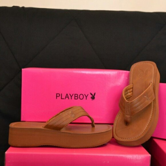 playboy platform sandals